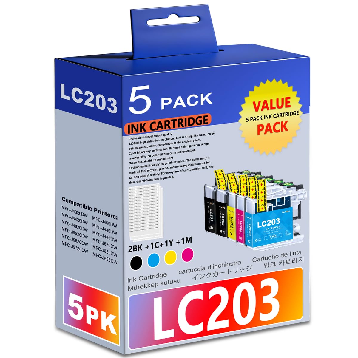 Photo 1 of TANFENJR LC203 Ink Cartridges 5-Pack