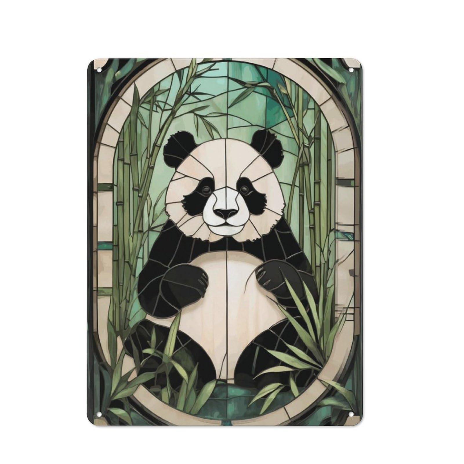 Junmoney Panda Animal Vintage-Inspired Tin Sign 40X30cm For Garage Or Workshop, For Vintage Wall Decor Fans, For Metal Sign Collectors