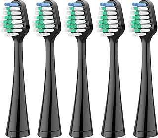 Replacement Toothbrush Heads for AquaSonic Duo and Home Dental Center Electric Toothbruh - Pack of 5 - Black