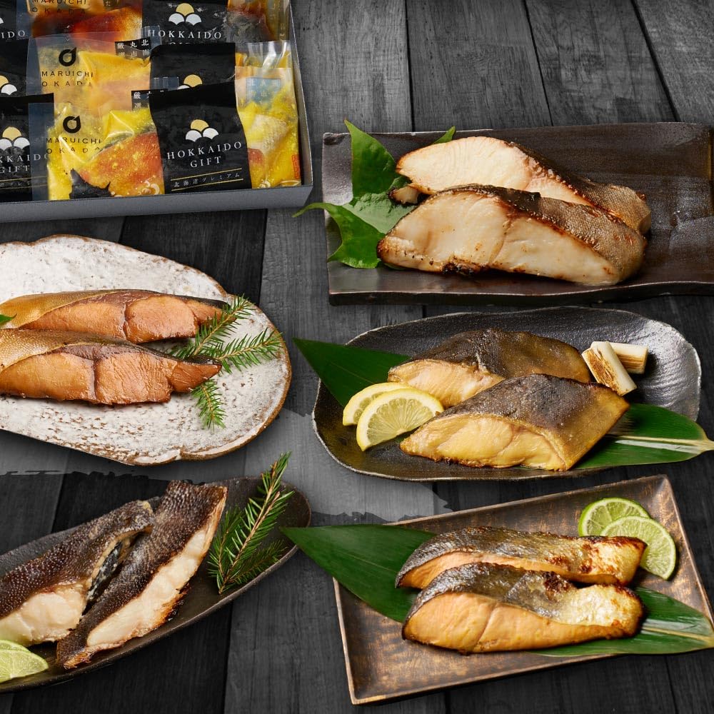 丸市岡田商店 北海道 漬魚 ギフトセット（粕 西京 味噌 てりやき) 海鮮 ギフト セット 銀だら マトウ鯛 秋鮭 縞ホッケ ブリ 粕漬 西京漬け 味噌漬け 照り焼き 個分け プレゼント グルメ