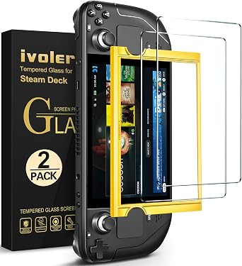 [2 Pack] iVoler Tempered Glass Screen Protector Designed for Steam Deck OLED 7.4 2023/Steam Deck 72022 with [Alignment Frame]Transparent HD Clear[Updated Version]Screen Protector for Steam Deck