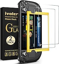 ivoler 2 x Tempered Glass for Valve Steam Deck/Steam Deck OLED, with Free Installation Kit, Tempered Glass Screen Protector – Anti-Scratch, 9H Hardness Glass, Bubble-Free