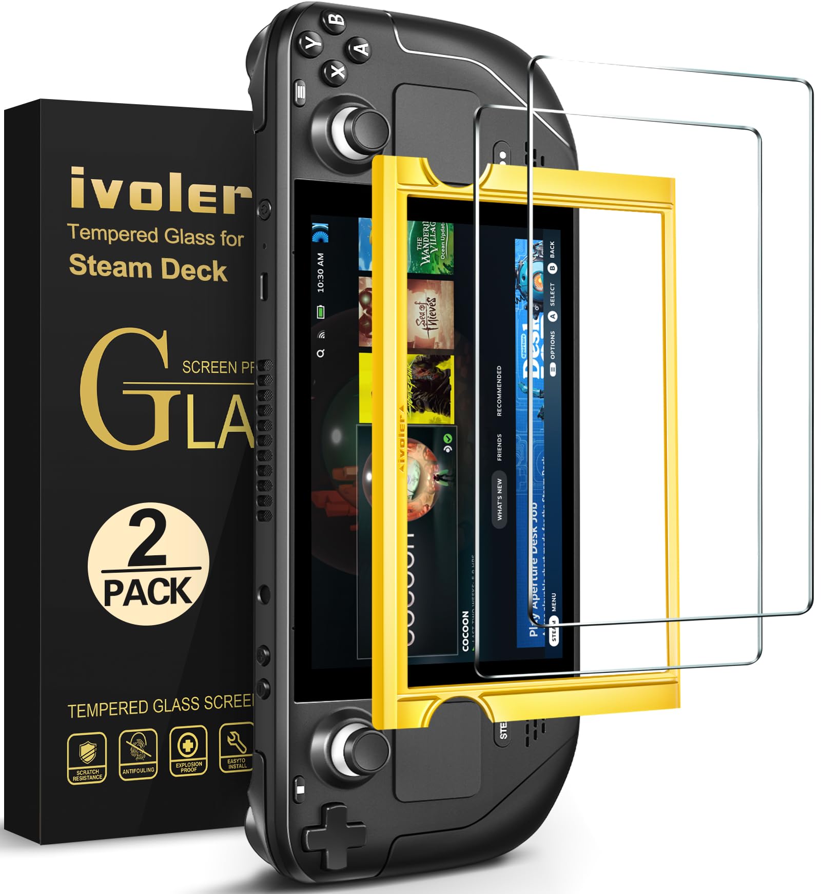 ivoler 4 Pack Screen Protector Compatible with Nintendo Switch OLED Model 7 '' 2021 with Alignment Frame Tool, Tempered Glass Protection Film - without air bubbles -Ultra Resistant Hardness 9H