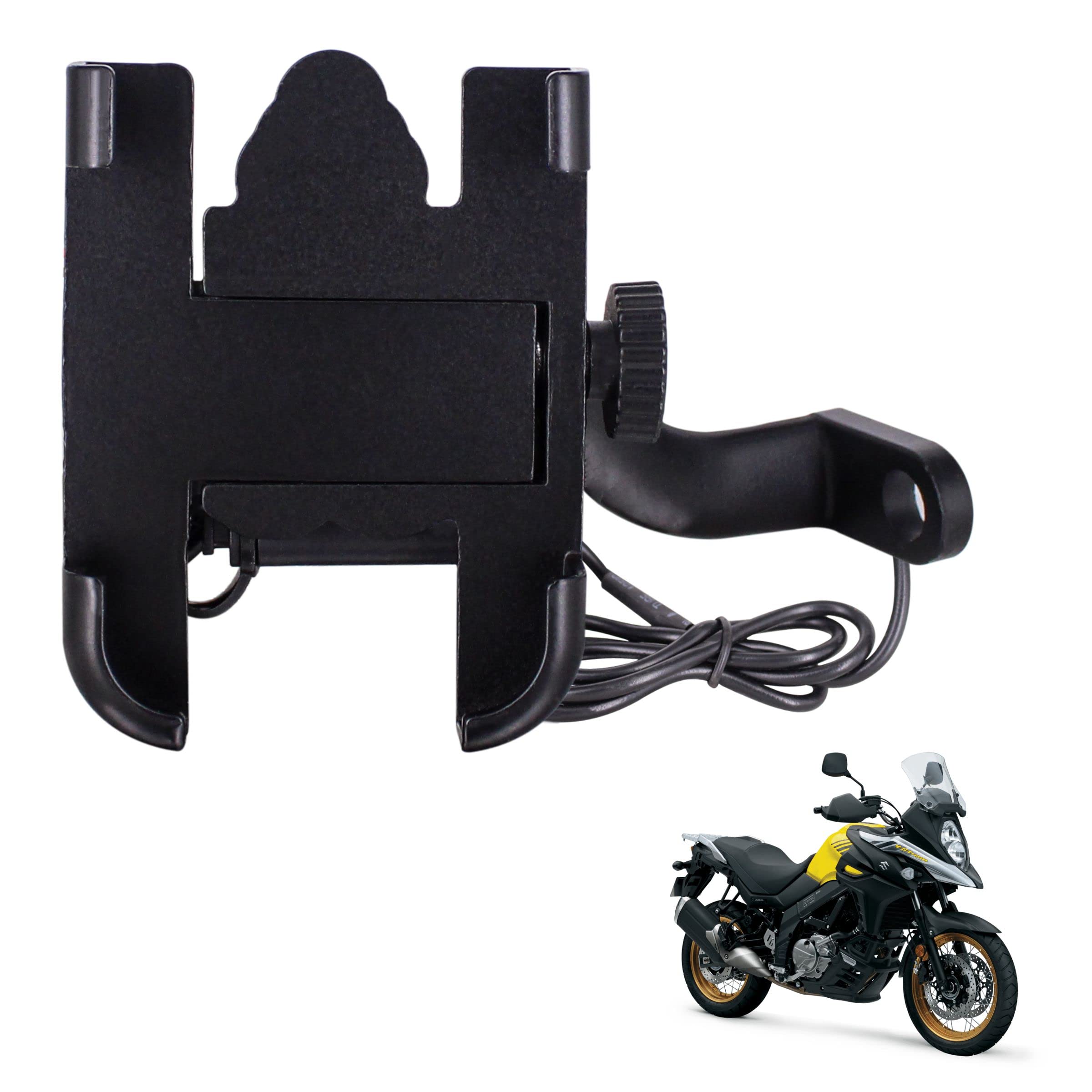 CNC Bike Mount Holder for Navigation 360 Degree Rotating Handlebar Metal Body Cradle Stand Fits for All Smartphones (CNC Metal Holder with USB Charger) for Suzuki V-Strom 650 XT (Pack of 1Pcs)-image-49