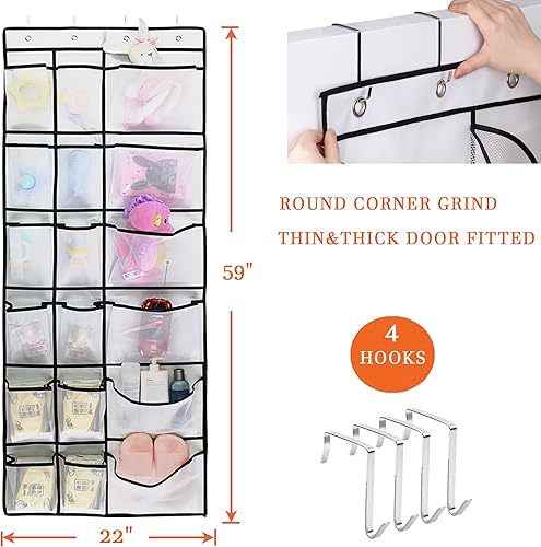 Miniatura 3 de VEEBELL Organizador de zapatos para colgar sobre la puerta 18 bolsillos de malla organizador de zapatos para armario dormitorio baño despensa