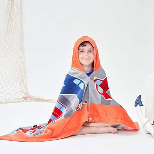 Miniatura 6 de Toalla de baño con capucha para niños y niñas, cubierta de piscina, súper absorbente, lindo animal de dibujos animados, vitalidad completa (varios