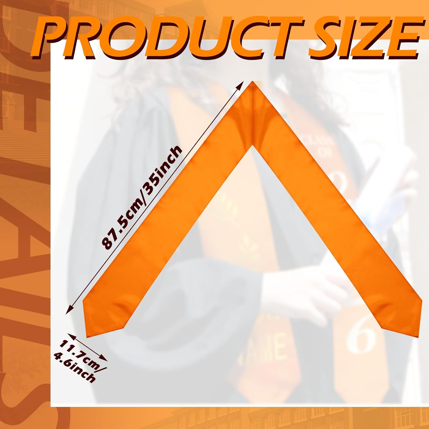 Geyoga 24 Pieces Unisex Graduation Stole Bulk Sublimation Blank Plain Graduation Sash Honor Stole for Students, 70 Inches(Orange)