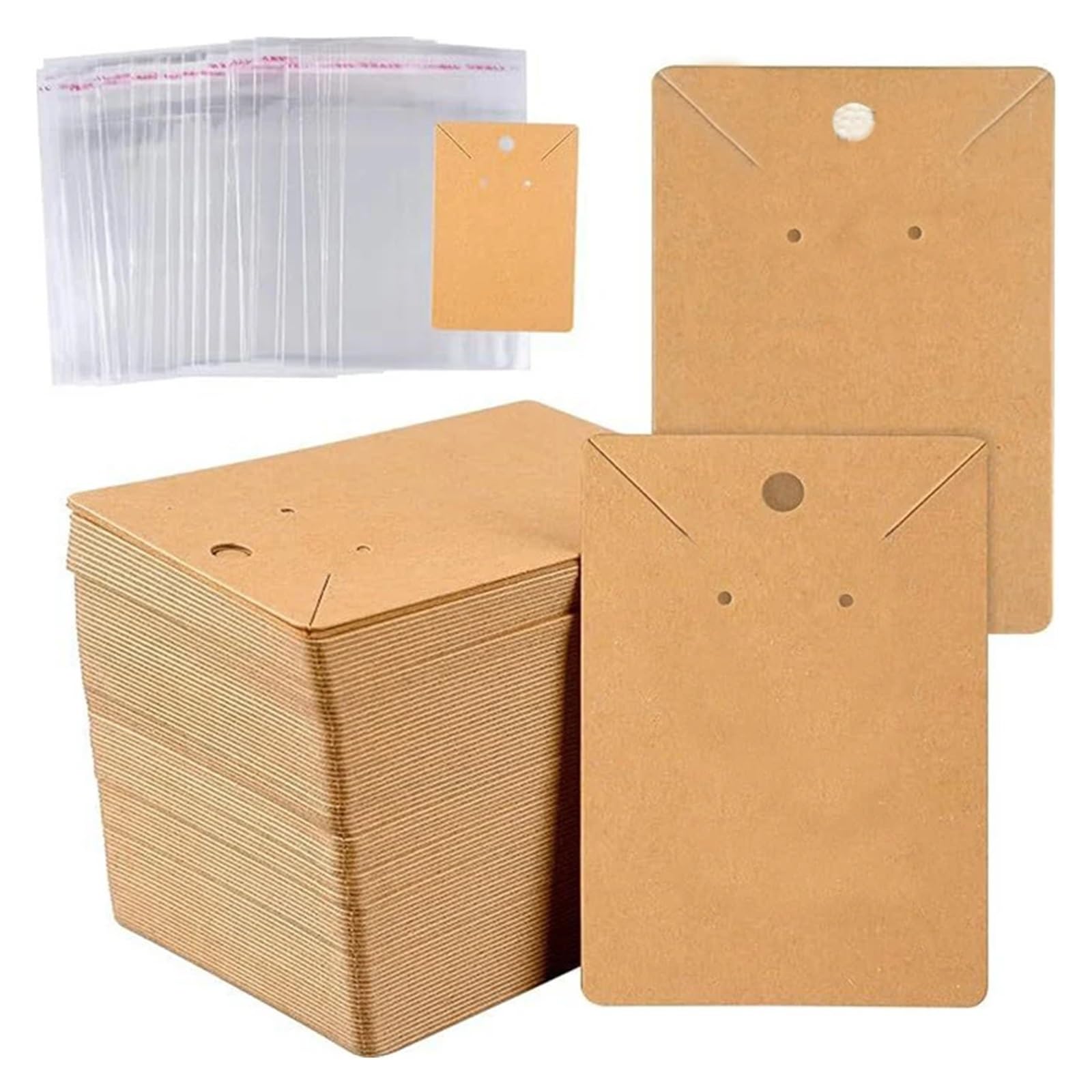 EDvkrgqx Earrings Necklace Display Cards, Earring Cards 100 Sets 6x9cm Multicolor Paper Jewelry Display With Self Adhesive Bags(Color01)