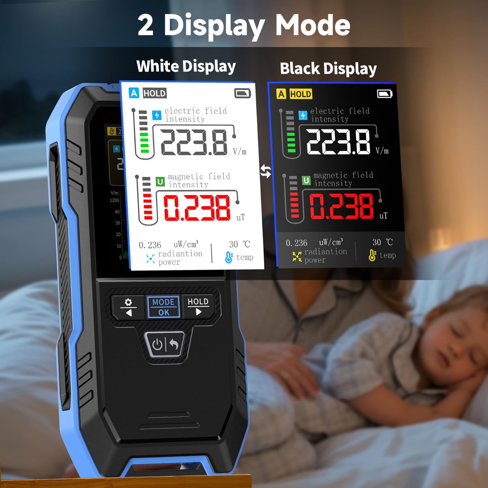 DEWIN ERD-10 EMF Messgerät Strahlungsdetektor, 3-in-1 Tragbarer Handheld Detektor für Elektromagnetische Strahlung Gleichzeitige Messung von EF, MF, RF