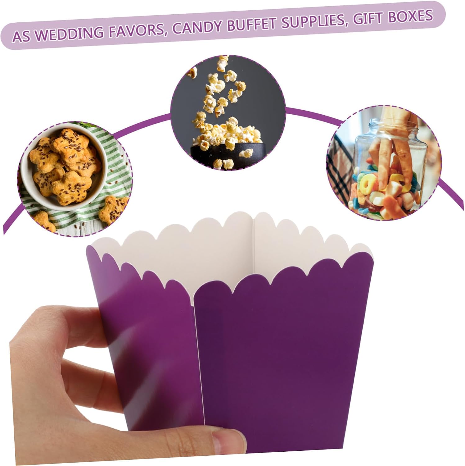 Zerodeko 50Pcs Popcorn Boxes Greaseproof Snack Containers for Parties for Popcorn Candy and Paper Design for Weddings and Celebrations