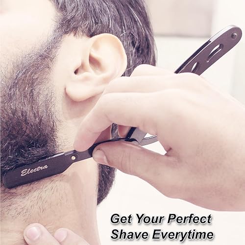 Miniatura 6 de Revine Beauty - Maquinilla de afeitar recta de peluquería de corte profesional mango de plástico de alta calidad kit de 10 cuchillas de doble borde