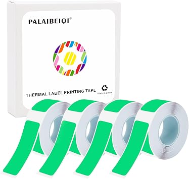 Thermal Label Tape Colored 14x40mm Watercolor Green Printable Return Address Labels 14mm Waterproof Stickers Compatible with D30 Portable Thermal Printer, 4 Rolls, 640pcs, 0.55"x1.57"