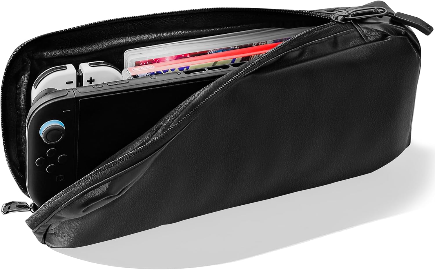 RHOTALL Slim Carrying Case for Nintendo Switch/OLED/Lite / 2, Travel Protection Carry Case for Switch 2 (2025), Soft Leather Portable Protective Bag, Fluffy Lining Accessories Bag - Black