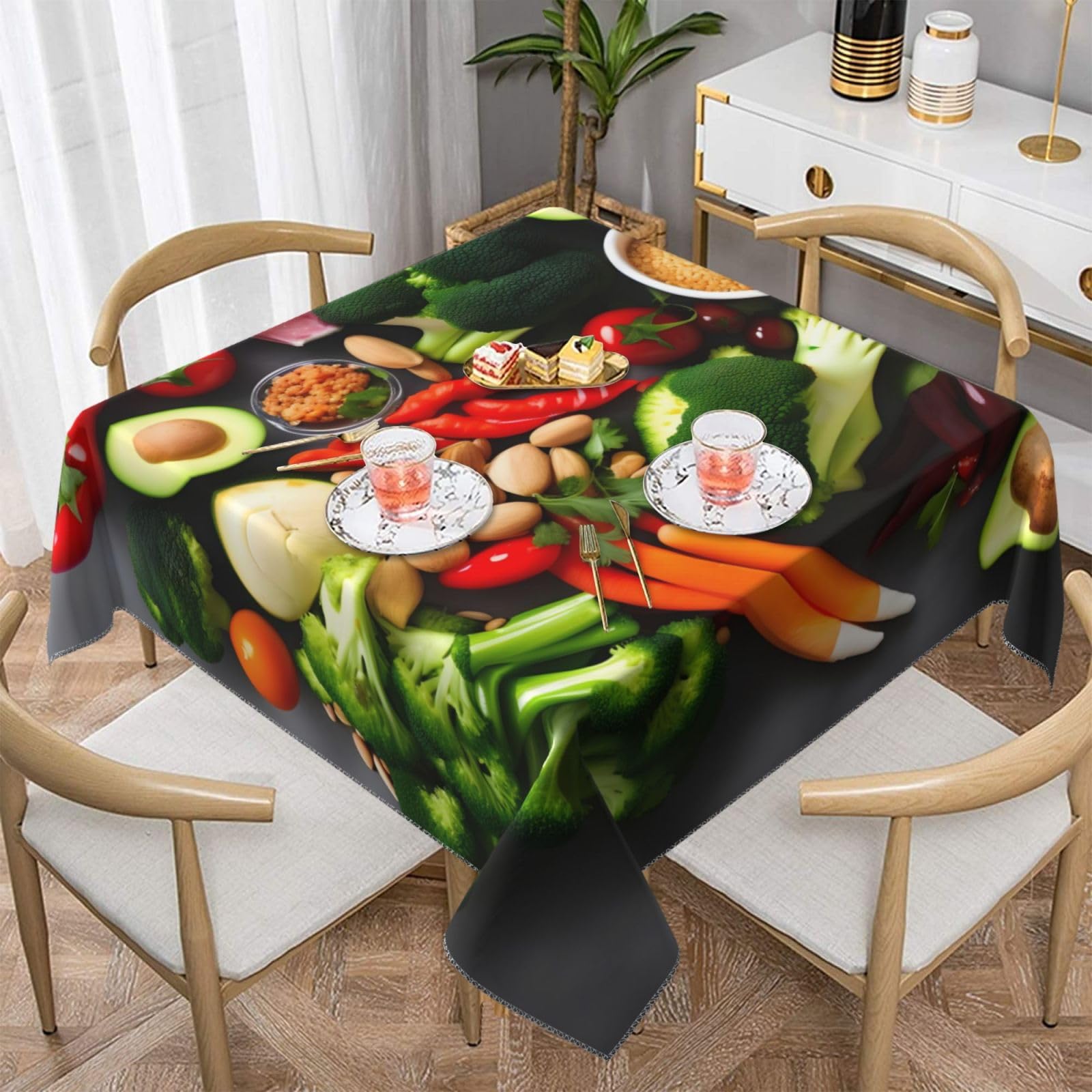 Nappe carrée imprimé alimentaire nappe douce infroissable décoration Noël