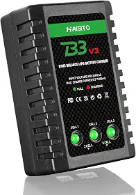 Haisito Carregador de bateria LiPo 2S-3S Carregador Lipo de 15 W, versão atualizada de 7,4 a 11,1 V B3V3 Pro carregador balanceado compacto