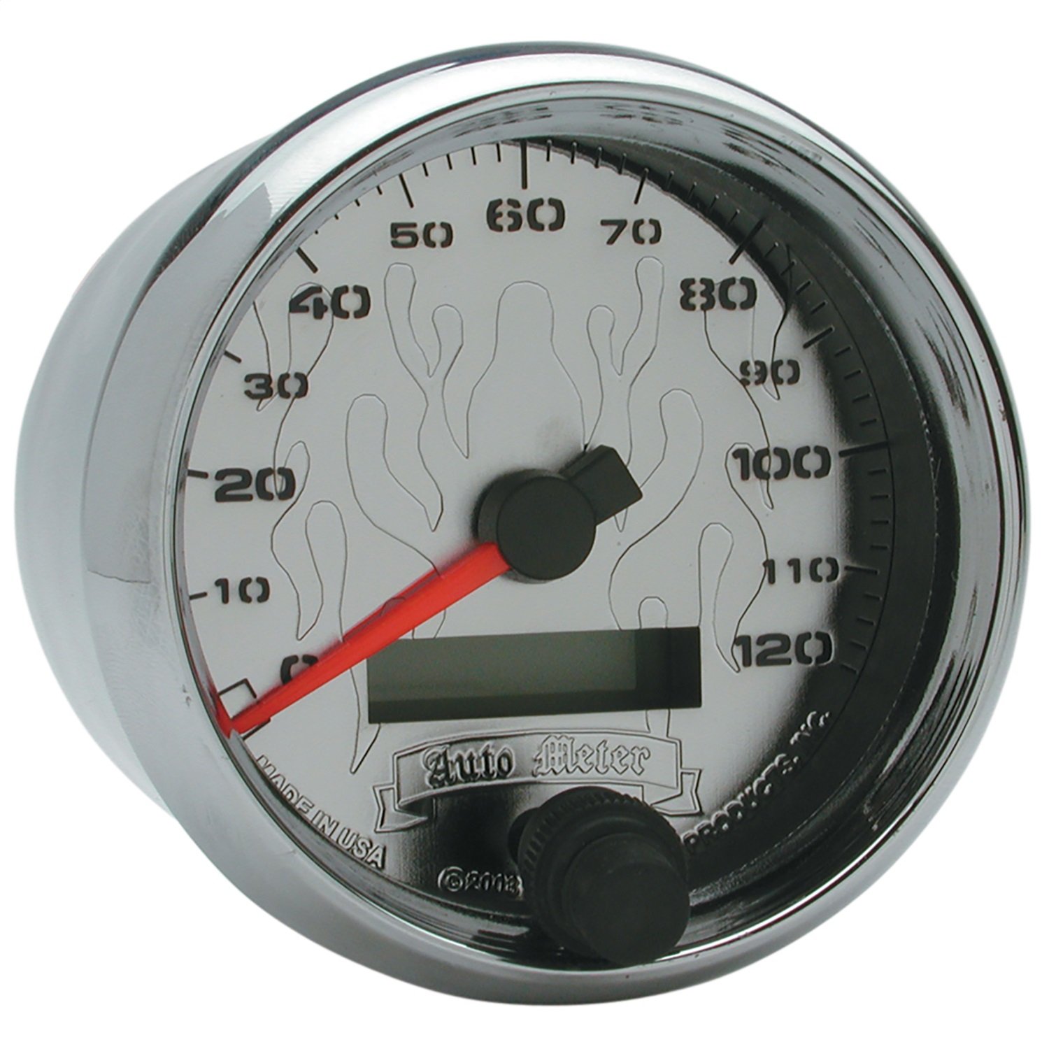 Auto Meter 19343 Gauge Speedometer (Pro-Cycle Gauge, Speedo, 2 5/8", 120 Mph, Elec, Chrome Flame, Pro-Cycle)