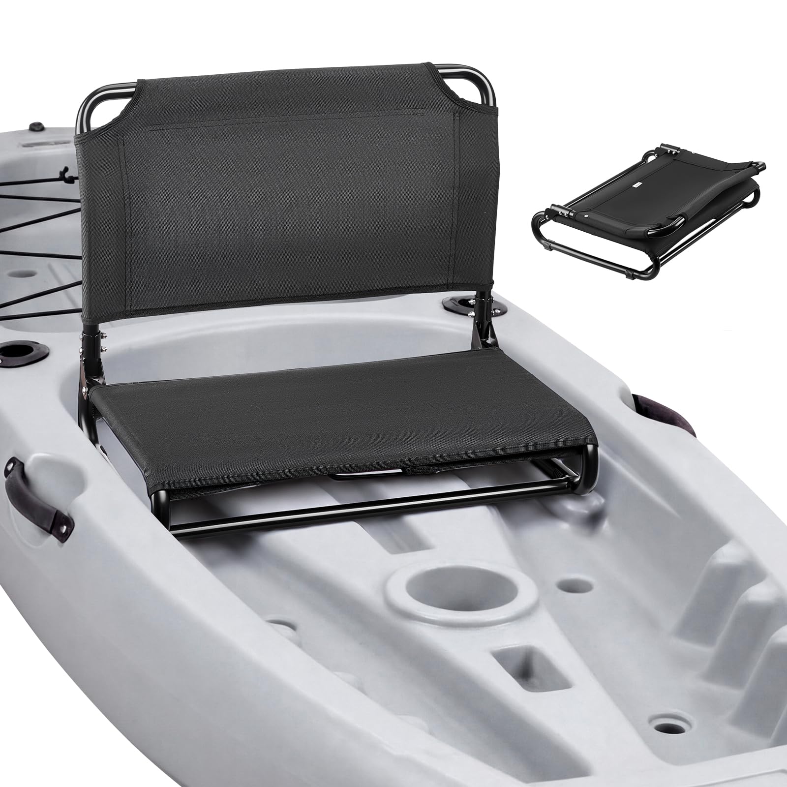 VEVOR Kayak Seat, Folding Kayak Seat with Comfortable Back Support, Aluminum Alloy Frame & 600D Oxford Fabric, Easy Assembly for Paddling, Fishing and