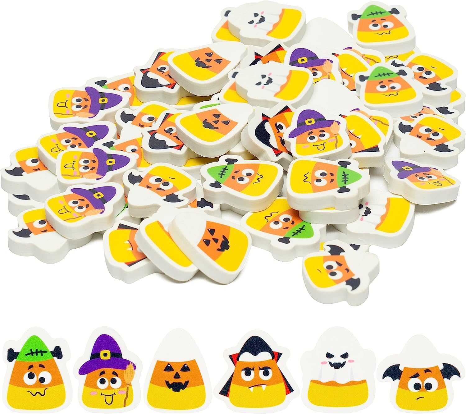 SULOLI Halloween Pumpkin Erasers, Cute Pumpkin Ghost Bat Mini Erasers Bulk Trick or