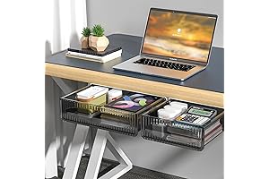 Self Adhesive Under Desk Drawer, Stick on Drawer for Desk, 2 Pack...