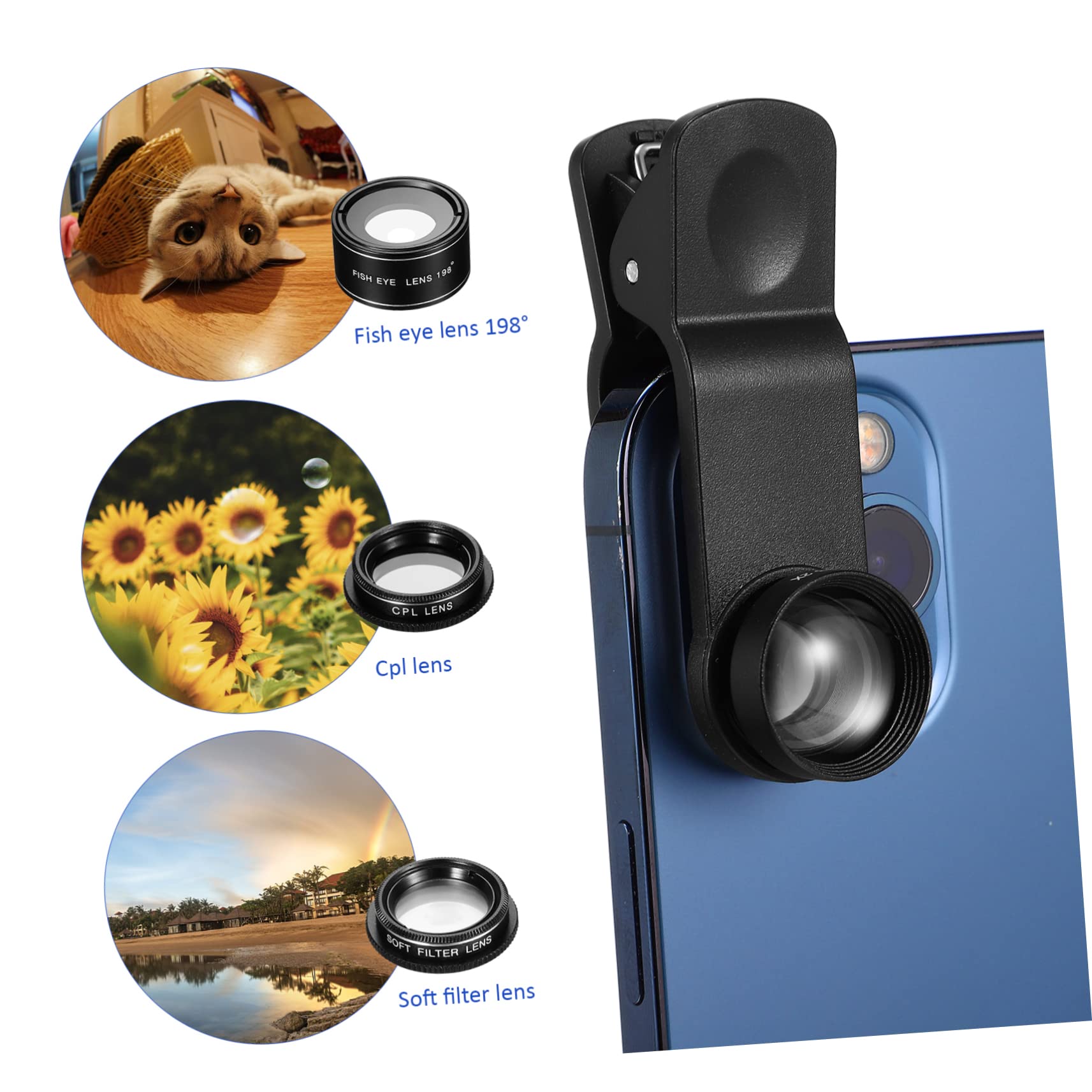 1set Kit Di Lenti Per Smartphone Di Lenti Multifunzionali Con Grandangolo Macro Fisheye e Cpl Per Fotografia Di Persone Paesaggi e Architettura Facile Da Trasportare e Utilizzare