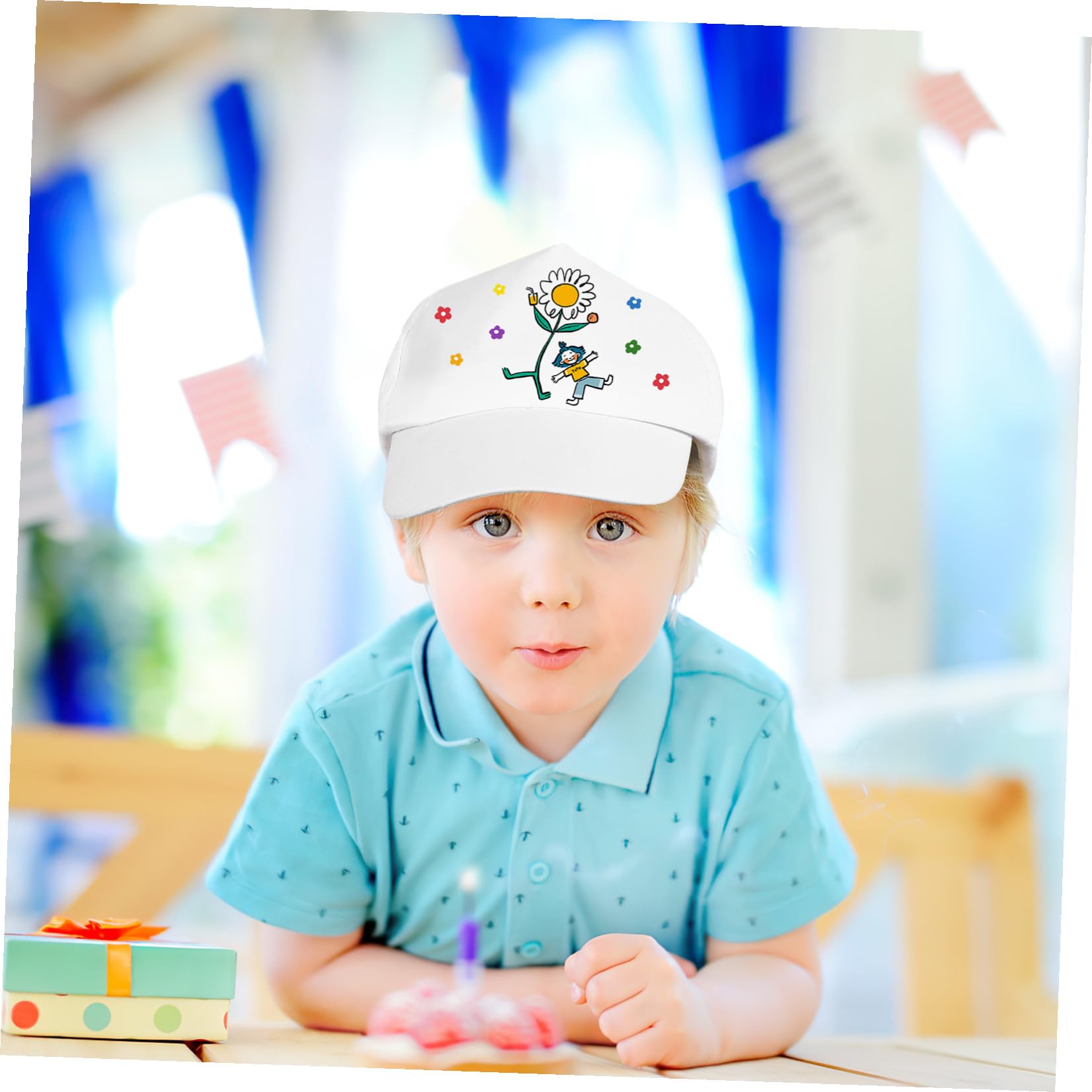 TOYANDONA 10 Gorras de Béisbol en White para Niños, para Pintar, con Visera, para Manualidades, Cumpleaños de Niños Pequeños, Sombreros de Sol para