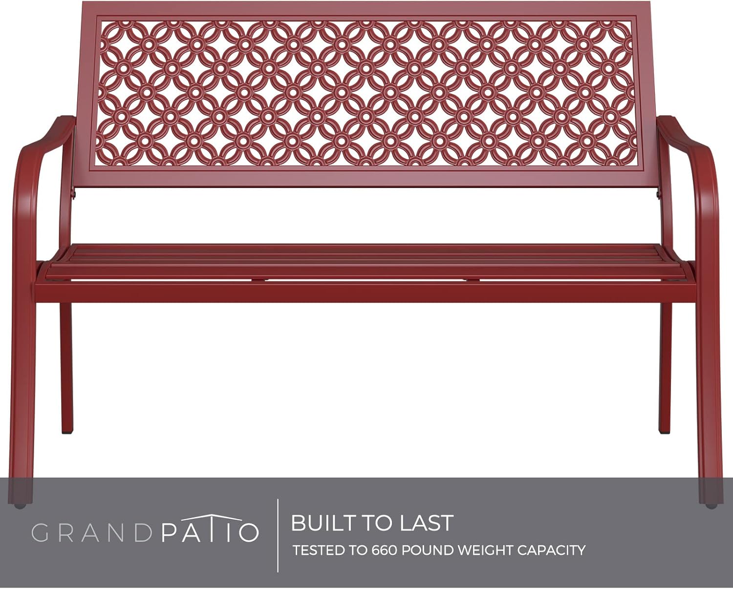Grand patio Outdoor Bench, Garden Benches with Anti-Rust Steel Metal Frame, Patio Seating for Front Porch Park Outside Furniture Decor, Cherry Red : Patio, Lawn & Garden