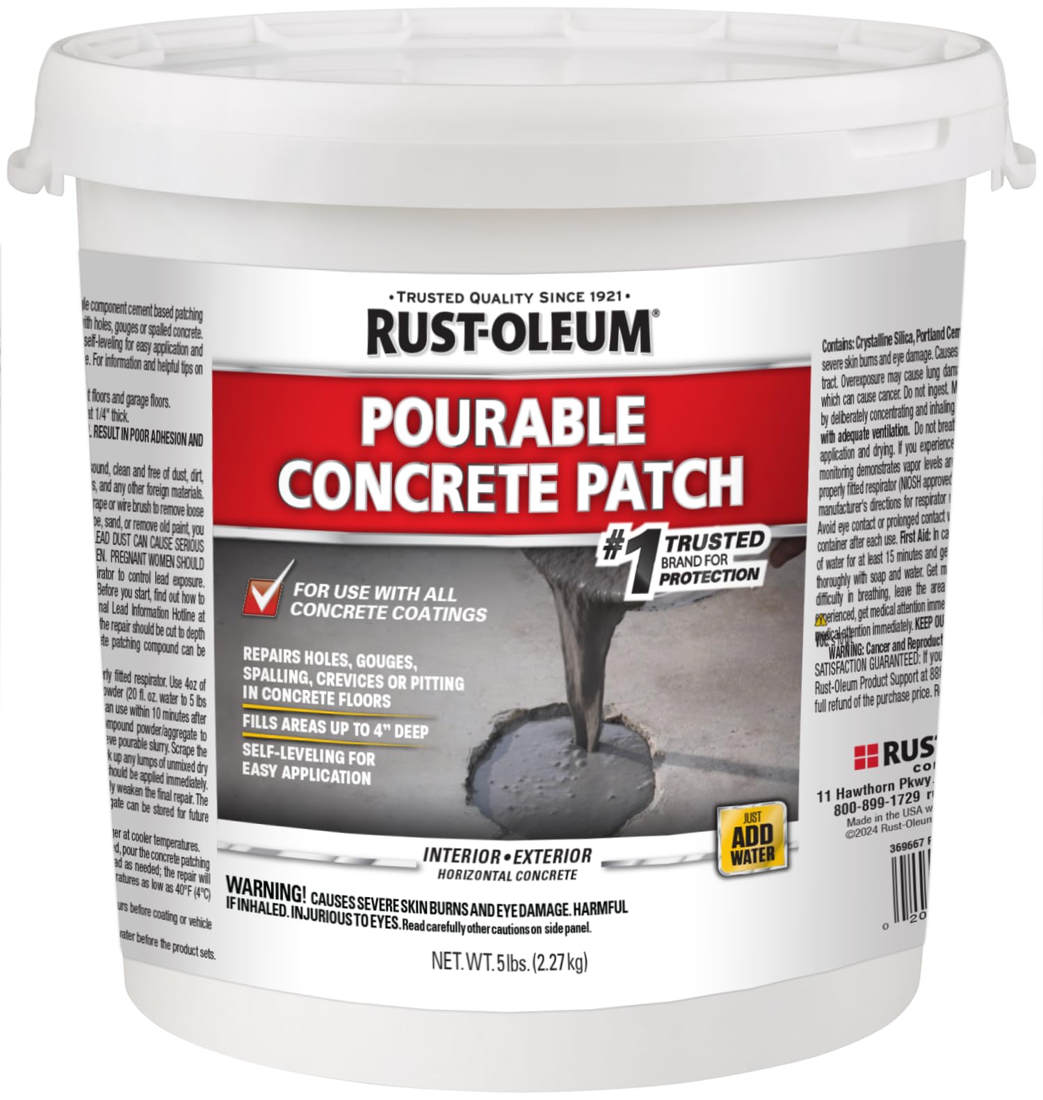 Rust-Oleum 369667 Pourable Concrete Patch, 5 lb Pail