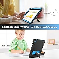Vista 8 de Rantice Funda para Galaxy Tab A8 con soporte, híbrida a prueba de golpes para tablet Samsung A8, 10.5 pulgadas (SM-X200/X205/X207), negro y azul