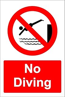 No Diving Swimming Pool Sign - 1.2mm Rigid Plastic 400mm x 300mm