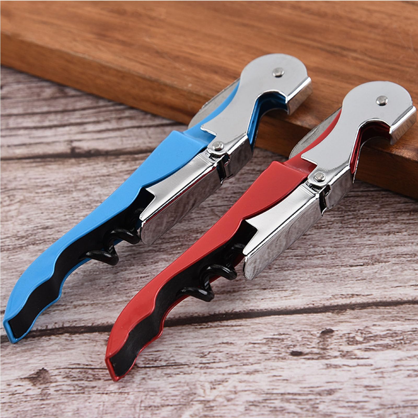 Wijnflesopener, professionele kelner kurkentrekker wijnopener set, roestvrij stalen scharnieren wijnsleutels voor restaurant kelner, sommelier, barkeeper (blauw 10 stuks