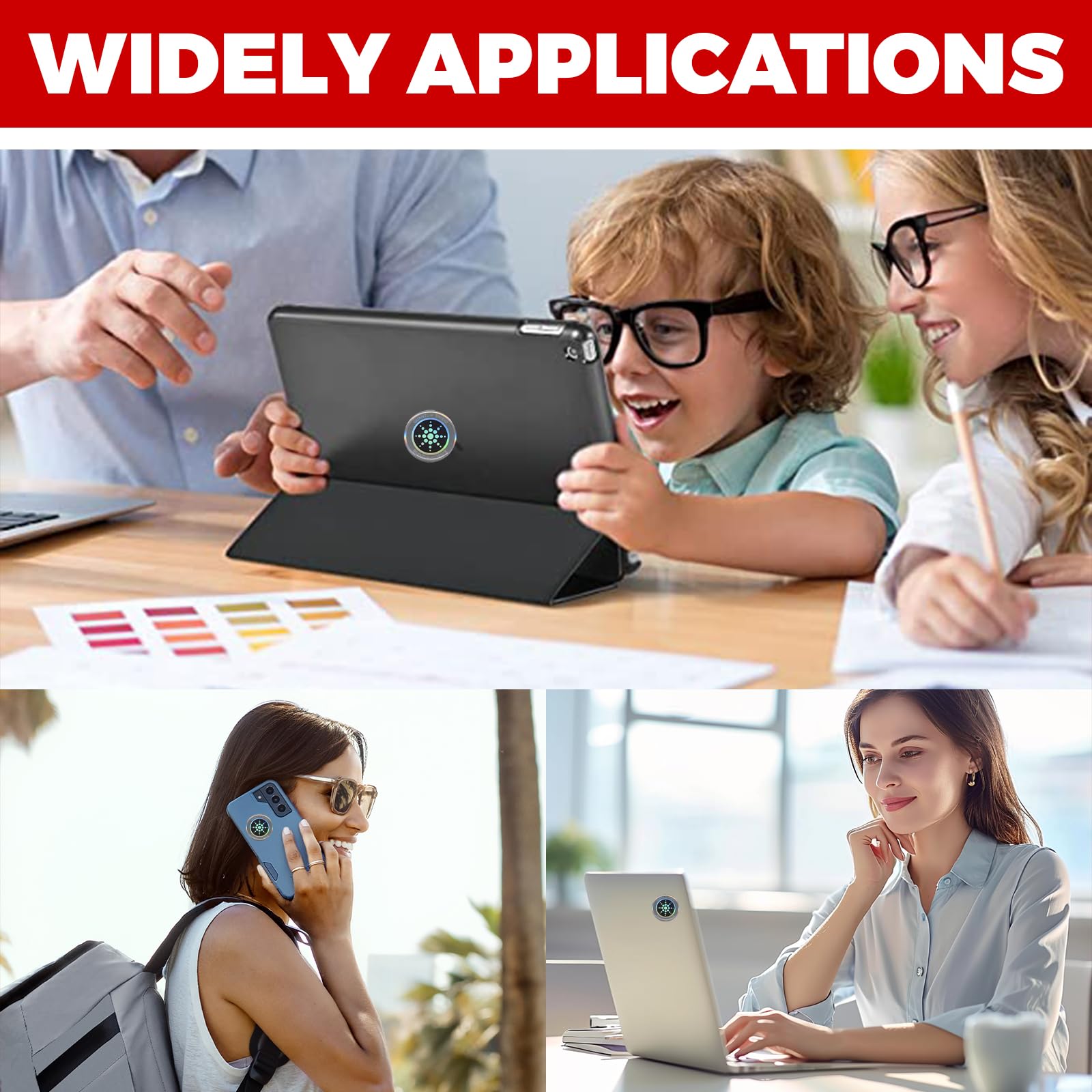 12 Pezzi Adesivi Protezione Radiazioni Cellulare, Emf Blocker Adesivi, Scudo Emf per Telefono/Tablet/Laptop/Computer/WiFi/Dispositivi Elettronici TV