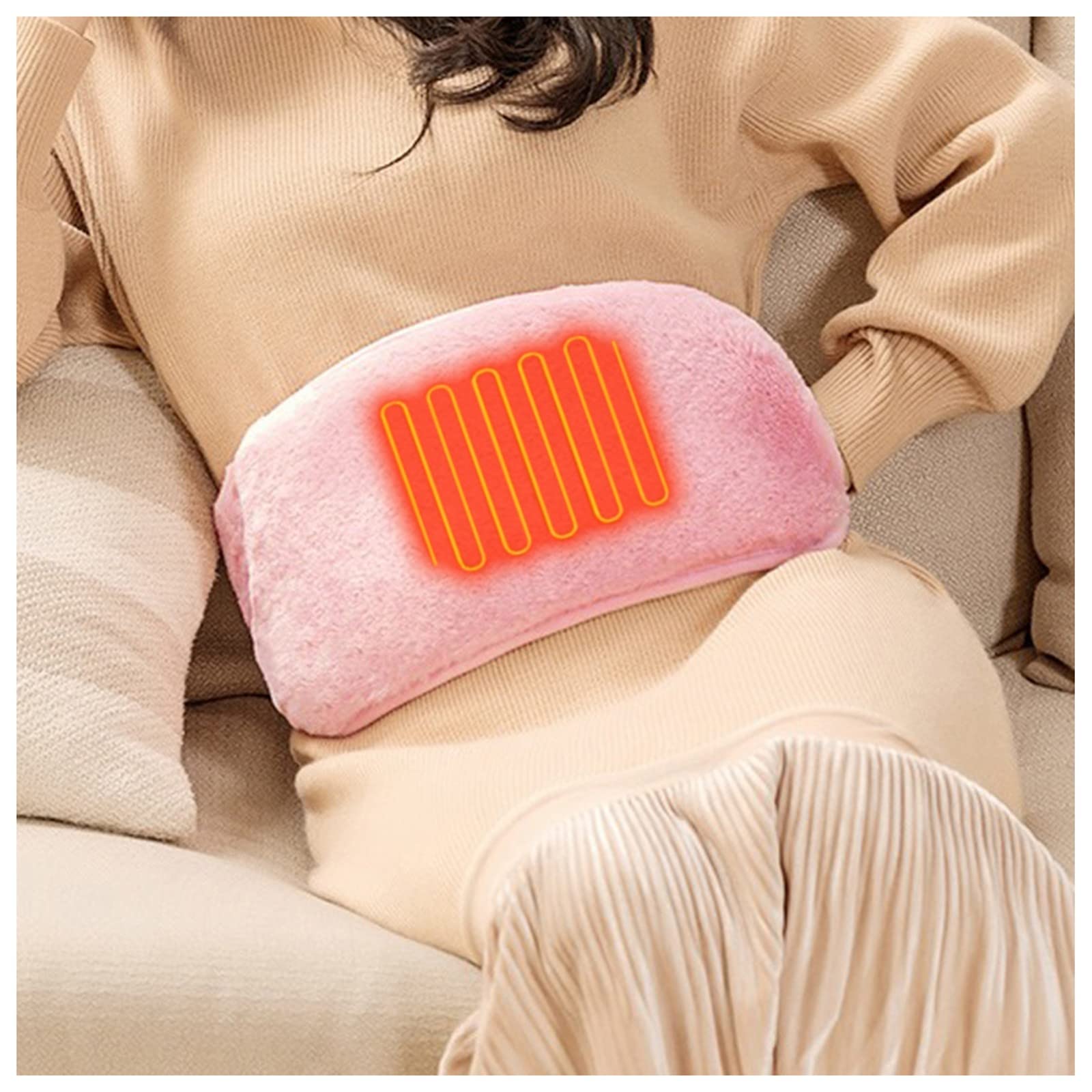 Cinturón de calefacción Almohadillas térmicas ajustables, terapia magnética de calefacción eléctrica USB, para calambres menstruales Alivio del dolor de piernas abdominales lumbares (Color: A)