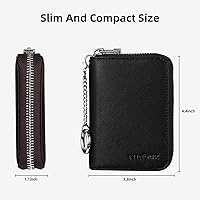 Vista 4 de RUNBOX Cartera para tarjetas de crédito para mujer, tarjetero con cremallera para mujer, bloqueo RFID, cartera con llavero, tamaño compacto