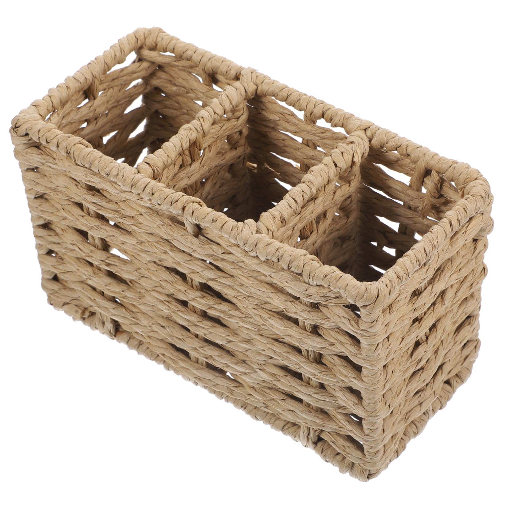 Cabilock Organizador De Utensilios De Cocina con Compartimentos Soporte De Cubiertos De Cuerda De Papel Beige Cesta Multifuncional para Mesa y Mostrador Almacenamiento Ligero y Compacto