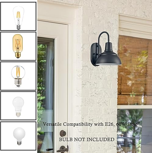 Miniatura 4 de Moose Lámpara de porche al aire libre, cuello de cisne, luz de granero para exteriores, luz negra para patio exterior para garaje porche