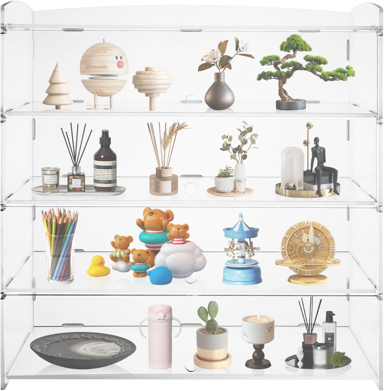 4-Tier Pastry Display Case, Clear Acrylic Bread Storage with Door, Large, 18.7*8.46*19.7in (4-Tier)