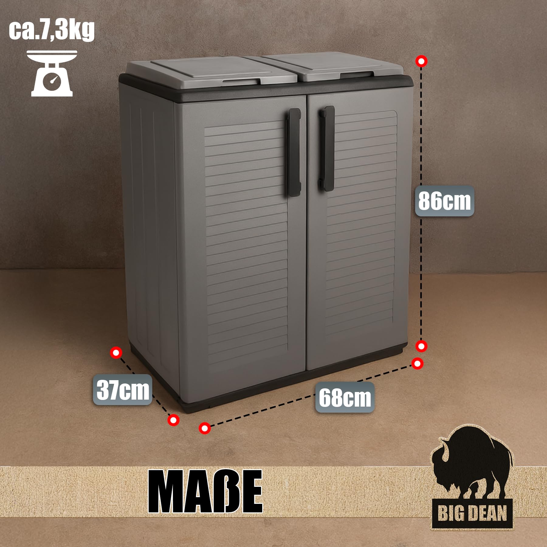 BigDean Mülltrennsystem Schrank Recycling System auch für Gelben Sack | Made in Italy