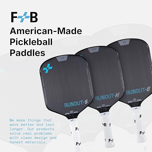 Miniatura 2 de Serie F+B Sports Runout  Paleta de pickleball profesional, ligera con cara de fibra de carbono T700, agarre y borde de fibra de fusión, núcleo de