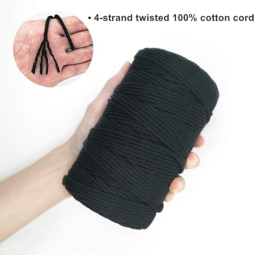 Miniatura 3 de Cuerda de algodón de 0.118 in, cuerda de cordel de 220 yardas, cuerda de macramé de algodón 100% natural para colgar plantas, colgar en la pared,