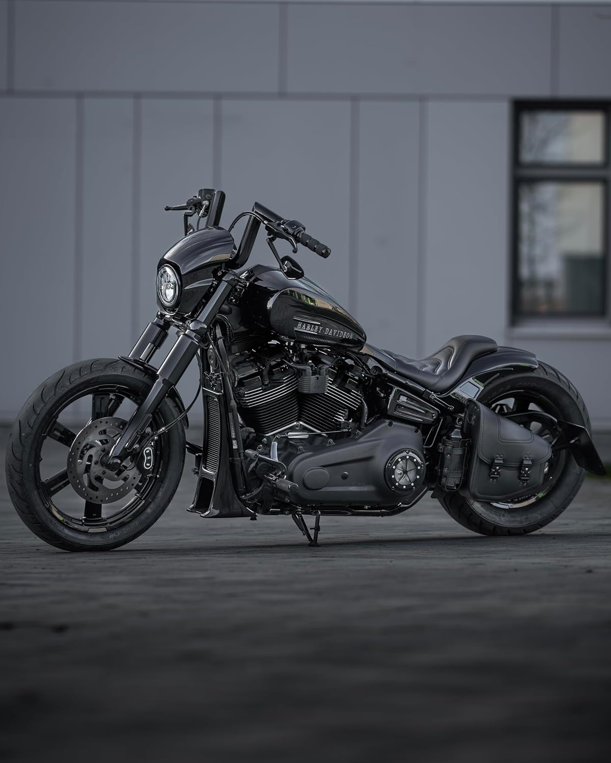 Bullet Blackline Swing Arm Bag Biker Bag Hardtail Frame compatible with Harley Davidson Fatboy Left Breakout Fat Bob Side HD Special Edition Bag Special Edition Side Bag