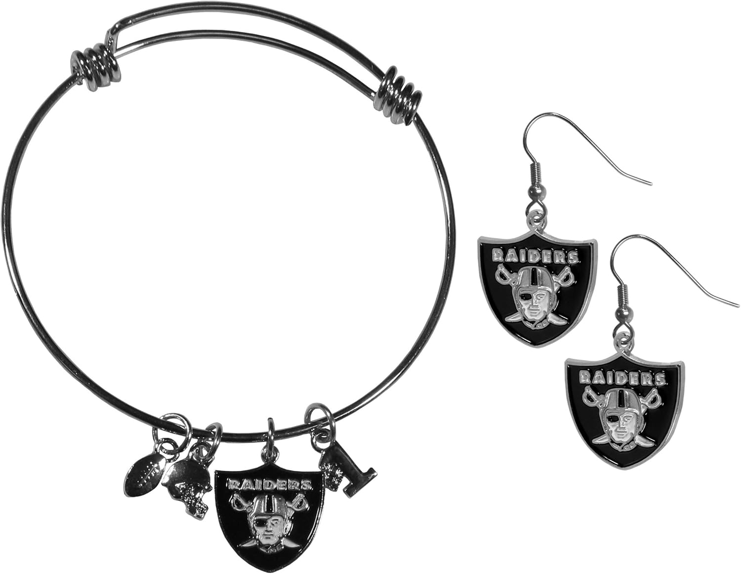 Siskiyou Sports NFL womens Dangle Earrings and Charm Bangle Bracelet Set