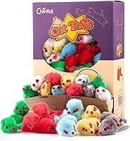Vista 1 de CHIWAVA 60PCS 4.1'' Furry Cat Toy Mice Rattle Small Mouse Kitten Interactive Play Assorted