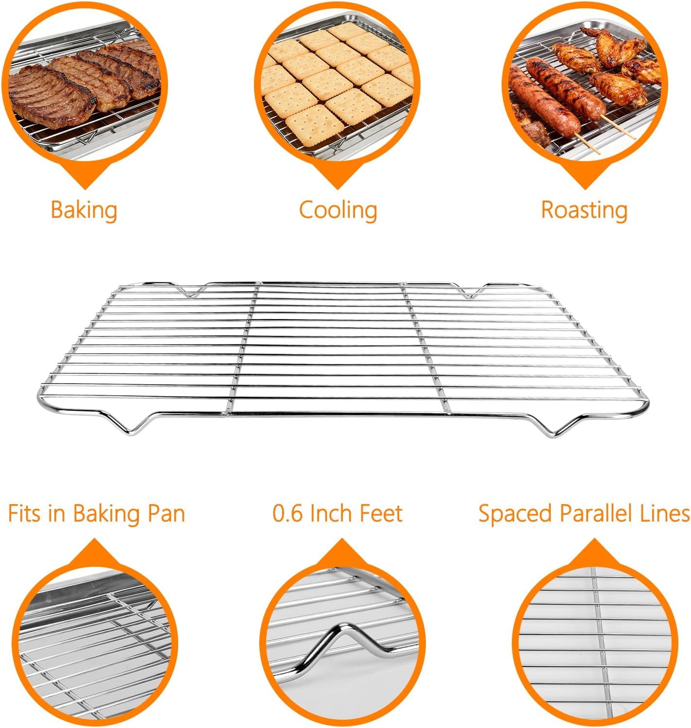 2 Pcs 14.17"15.75" Stainless Steel Baking Sheet with Racks, Nonstick Baking Pans,Cookie Pan- Heavy Duty, Dishwasher Safe, Easy Clean - Image 5