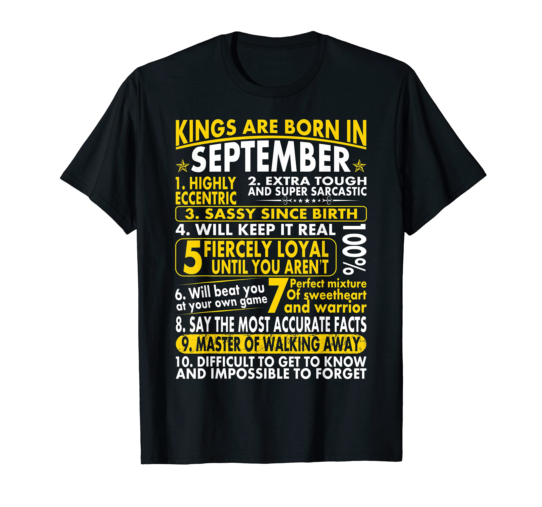 Sassy Loyal Kings Are Born In September Birth Month Tshirt