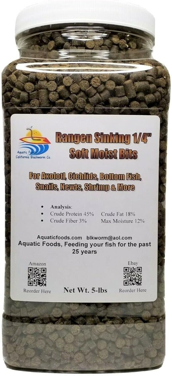 5lbs Adult Axolotl Food 1/4" Soft Moist Sinking Pellets