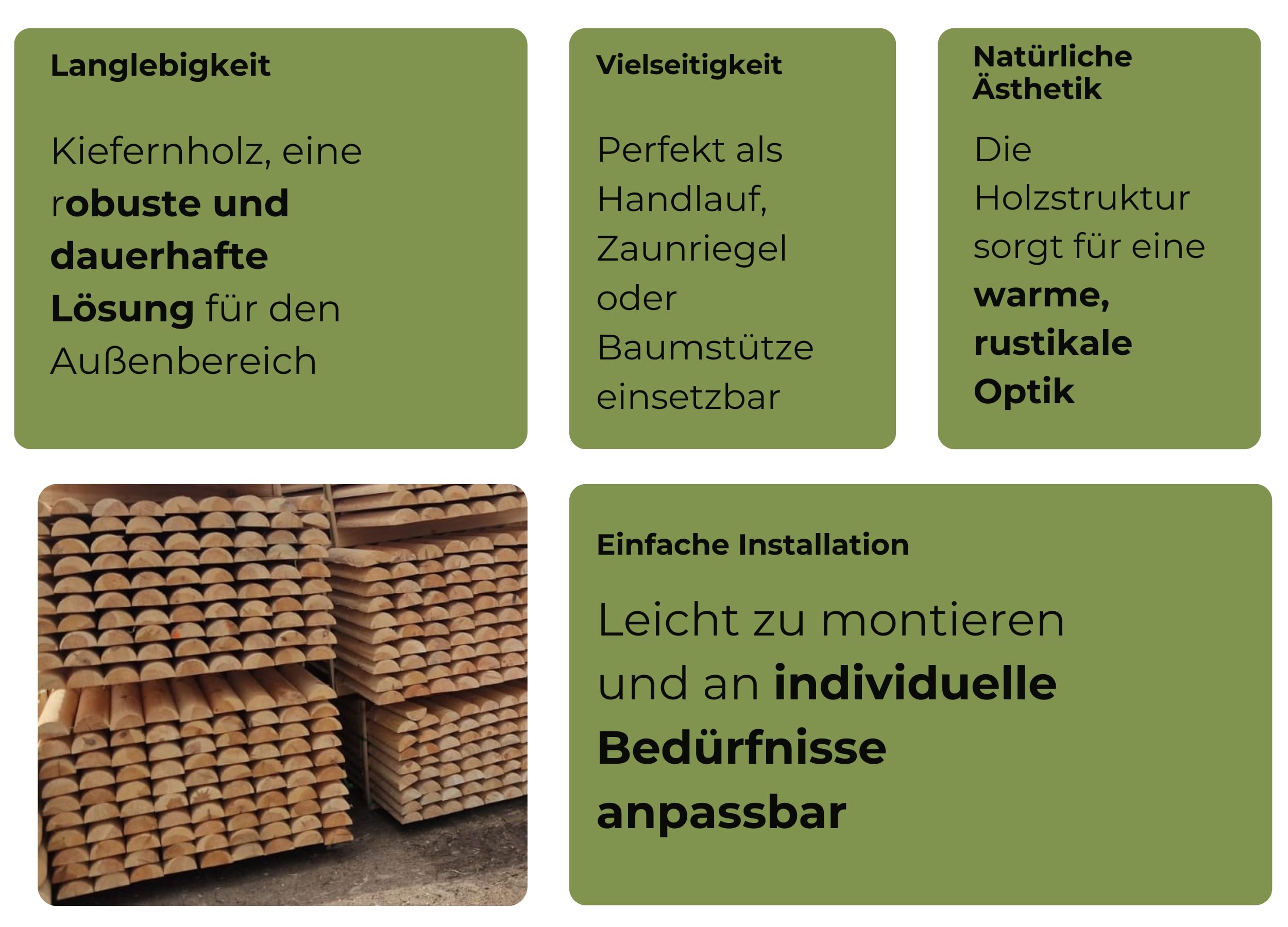 Pali Mezzi In Legno Massello 8 Pezzi ½ Ø6 cm Lunghezza 180 cm Non Impregnati Per Recinzione Montanti Palo Giardino