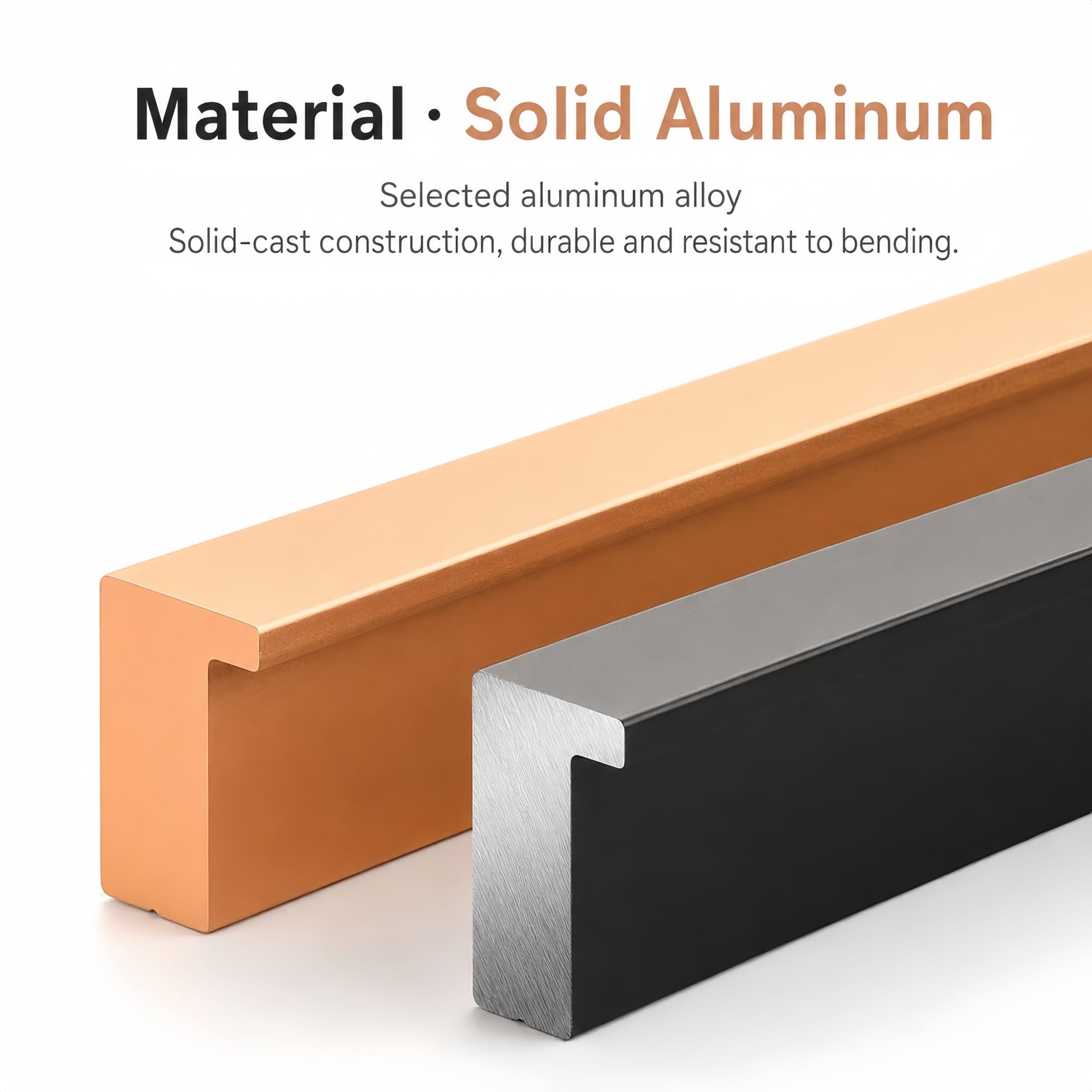 2er Set L-Zuggriff Aluminium Gold matt, Modernes Design Möbelgriffe
