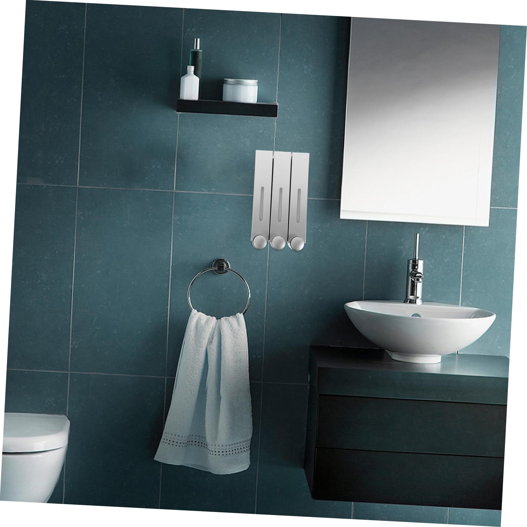 IMIKEYA Dispenser Di Sapone 3 Scomparti Doccia Parete Gel Shampoo Bottiglia Riempibile