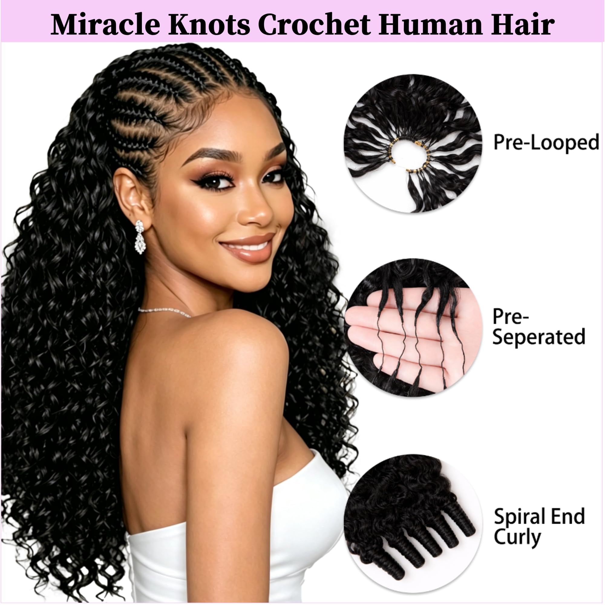 Miracle Knots Burmese Curly Human Hair Crochet Extensions
