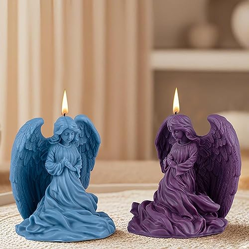 Miniatura 8 de Molde de vela en espiral de onda de silicona con forma de ángel María de ala grande, moldes de fundición de resina de silicona para velas, resina y